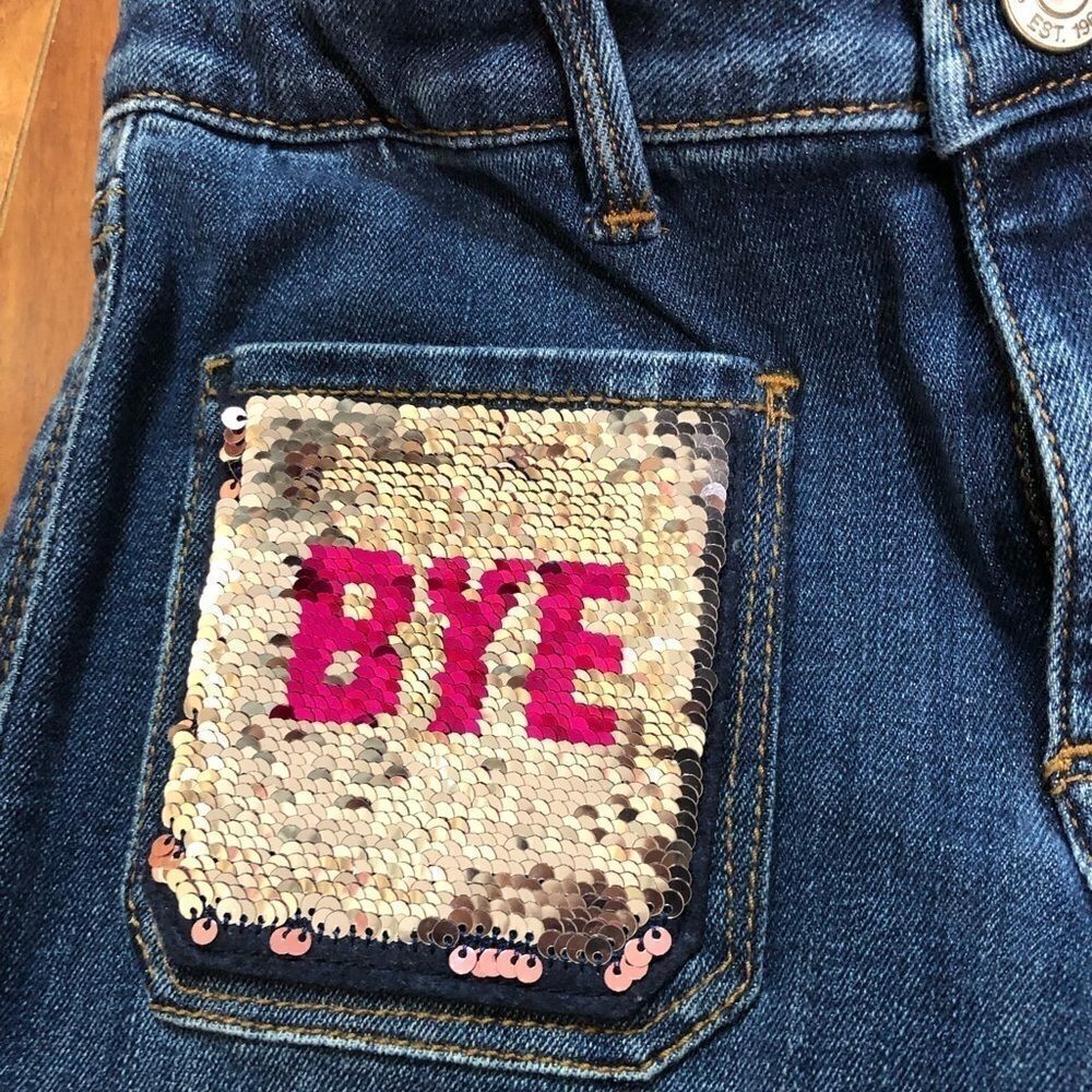 Gap Girls Denim Hi/Bye Flip Sequin Front Pockets Skinny Jean - Picture 11 of 15